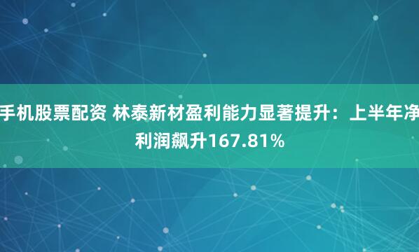 手机股票配资 林泰新材盈利能力显著提升：上半年净利润飙升167.81%