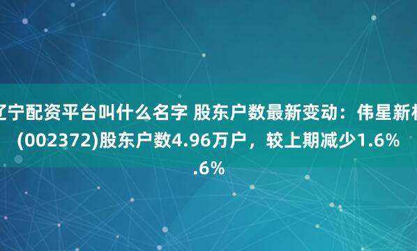 辽宁配资平台叫什么名字 股东户数最新变动：伟星新材(002372)股东户数4.96万户，较上期减少1.6%