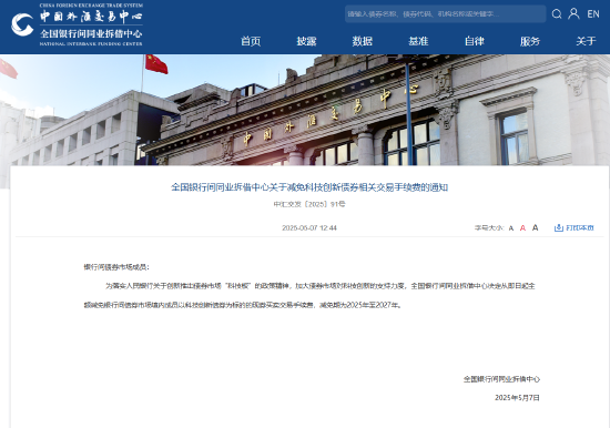网上配资 全国银行间同业拆借中心：减免科技创新债券相关交易手续费