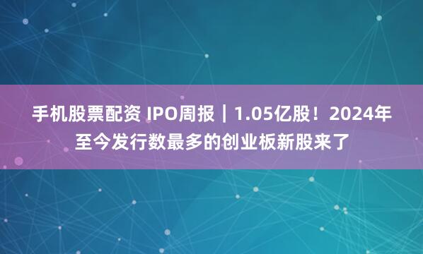手机股票配资 IPO周报｜1.05亿股！2024年至今发行数最多的创业板新股来了