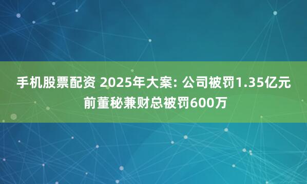手机股票配资 2025年大案: 公司被罚1.35亿元 前董秘兼财总被罚600万