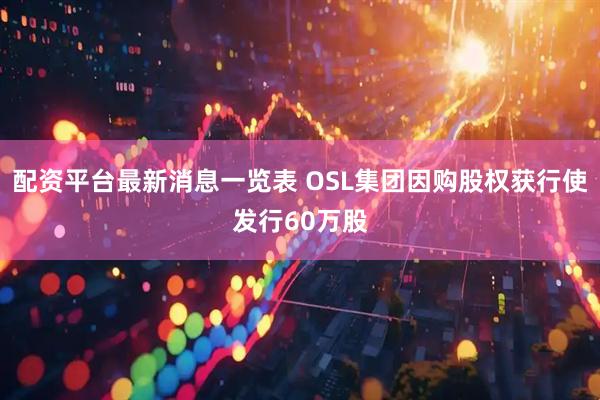 配资平台最新消息一览表 OSL集团因购股权获行使发行60万股